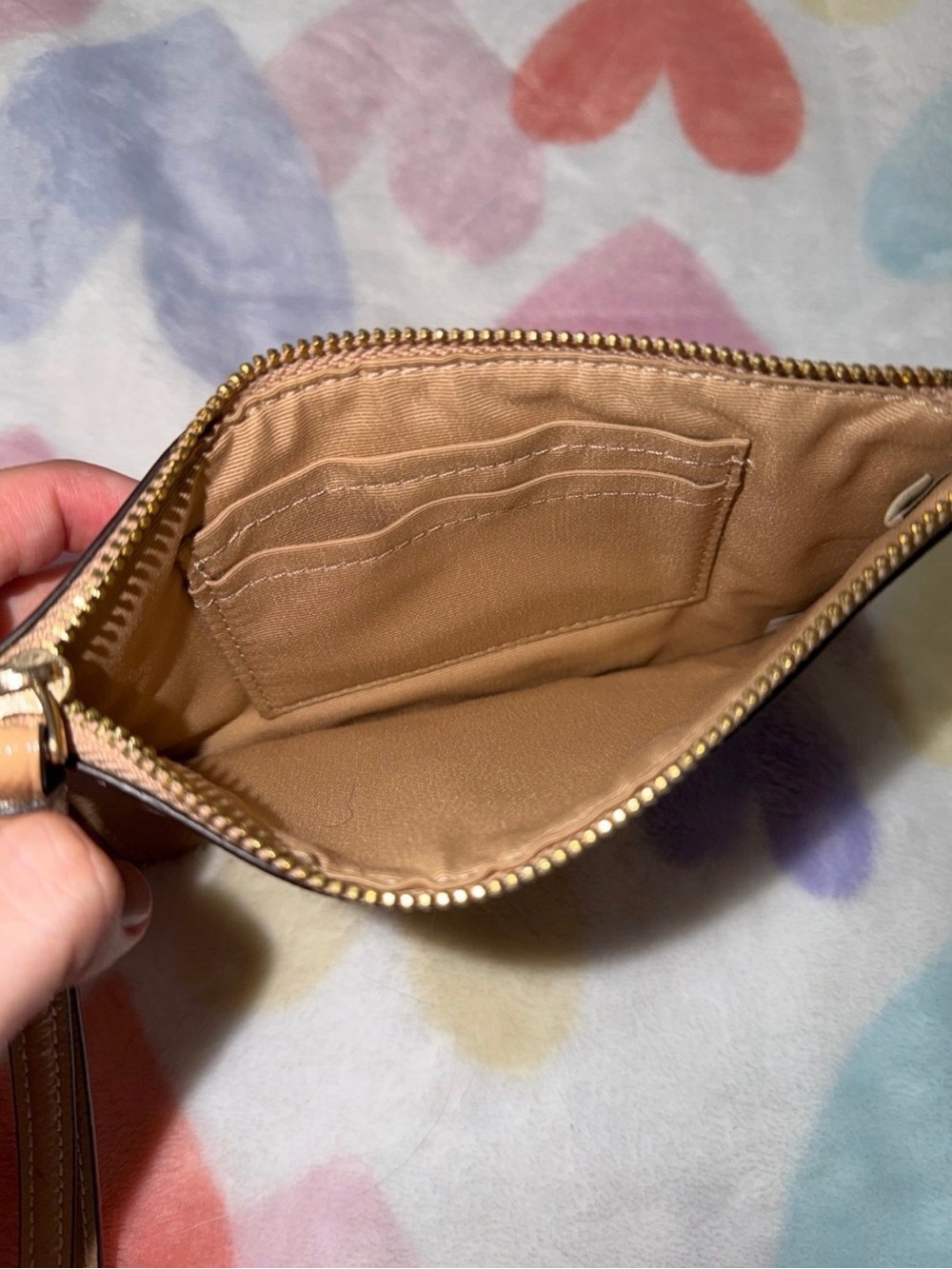 Coach Tan Leather Wristlet Clutch - Picture 3 of 3